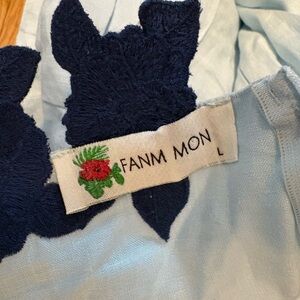 Fanm Mon Sky Blue Dress with Dark Blue Detailing